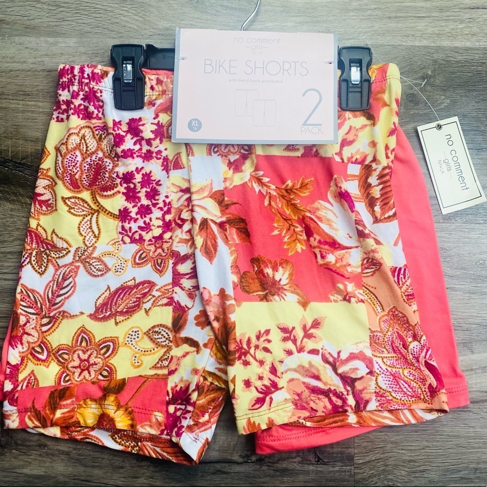 No Comment Ny La Girls 2 Pack Floral And Mango Bike Shorts Size X-Large 16